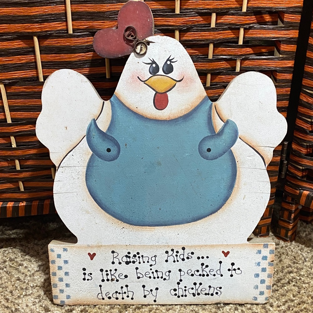 Rustic Chicken Wood Folk Art Sign Farmhouse Humor Wall Decor